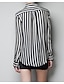 cheap Plus Size Tops-Women&#039;s Shirt Striped Deep V Daily Work Long Sleeve Tops Casual Streetwear Punk &amp; Gothic Black / Sexy