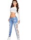 halpa Women&#039;s Pants-Women&#039;s Maternity Daily Slim Jeans Pants - Lace Patchwork Cotton White Black S M L