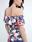 preiswerte Damenkleider-Damen Klub / Strand Boho Bodycon Kleid - Rüsche, Blumen Übers Knie Bateau