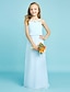 cheap Junior Bridesmaid Dresses-Sheath / Column Floor Length Junior Bridesmaid Dress Chiffon Sleeveless Straps with Crystals 2022 / Natural