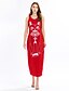 voordelige Damesjurken-Dames Wijn Rood Jurk Street chic Schede Print Maxi / Katoen