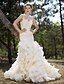 cheap Wedding Dresses-Wedding Dresses Mermaid / Trumpet Illusion Neck Sleeveless Floor Length Lace Bridal Gowns With Beading Appliques 2023 Summer Wedding Party, Women&#039;s Clothing