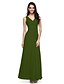 cheap Bridesmaid Dresses-Sheath / Column Bridesmaid Dress V Neck Sleeveless Elegant Floor Length Chiffon with Criss Cross / Side Draping 2022