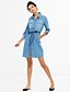 cheap Women&#039;s Dresses-Women&#039;s Daily Loose / Denim Dress - Color Block Shirt Collar Cotton Dark Blue Light Blue L XL XXL