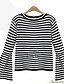 cheap Women&#039;s T-shirts-Women&#039;s Cotton T-shirt - Striped / Spring / Summer / Flare Sleeve / Fine Stripe