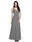 Χαμηλού Κόστους Φορέματα Παρανύμφων-Ίσια Γραμμή Φόρεμα Παρανύμφων Λαιμόκοψη V Αμάνικο Κομψό Μακρύ Σιφόν με Χιαστί / Πλαϊνό ντραπέ 2022