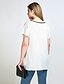 cheap Women&#039;s Blouses &amp; Shirts-Women&#039;s Daily Holiday Casual Plus Size Cotton T-shirt - Color Block / Patchwork V Neck White