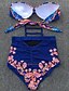 preiswerte Einteilige Badeanzüge-Damen Muster Blumig Einteiler Badeanzug Druck Blumen Stirnband Bademode Badeanzüge Blau