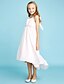 cheap Junior Bridesmaid Dresses-Sheath / Column Halter Neck Asymmetrical Chiffon Junior Bridesmaid Dress with Bow(s) / Beading