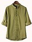 cheap Men&#039;s Shirts-Men&#039;s Linen Shirt - Solid Colored Standing Collar