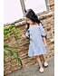preiswerte Mode für Mädchen-Mädchen Kleid Gestreift Baumwolle Sommer Kurzarm Streifen Blau
