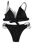 cheap Bikinis-Women&#039;s Swimwear Bikini Swimsuit Solid Colored Black Royal Blue Triangle Strap Bathing Suits