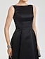 billige Aftenkjoler-a-line minimalistisk kjole gallakjole asymmetrisk ærmeløs bådhals satin v ryg med læg