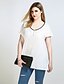 cheap Women&#039;s Blouses &amp; Shirts-Women&#039;s Daily Holiday Casual Plus Size Cotton T-shirt - Color Block / Patchwork V Neck White