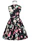 cheap Women&#039;s Dresses-Women&#039;s Floral Patterns Daily Beach Holiday Vintage Sheath Swing Dress
