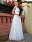 cheap Wedding Dresses-Wedding Dresses Floor Length A-Line Sleeveless Scoop Neck Tulle With Beading Appliques 2023 Bridal Gowns