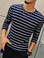 cheap Men&#039;s Casual T-shirts-Men&#039;s T shirt Tee Striped Round Neck White Gray Red Navy Blue Long Sleeve Plus Size Daily Tops Cotton