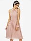 זול שמלות שושבינה-גזרת A שמלה לשושבינה  עם תכשיטים ללא שרוולים אלגנטית באורך  הברך שיפון עם סרט / קפלים 2022