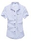 baratos Camisas para Homem-Homens Camisa Social Clássico, Sólido Algodão Branco XL / Manga Curta / Verão