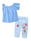 levne Sady-Dívčí Směs bavlny Léto Sady oblečení, Krátký rukáv Květinový Vodní modrá