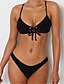 ieftine Bikini &amp; Costume Baie-Pentru femei Simplu Bikini Costum de baie Cu Șiret Mată Cu Bretele Costume de Baie Costume de baie Alb Negru