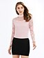 preiswerte T-Shirts für Damen-Damen Solide - Street Schick Übergrössen T-shirt, Rundhalsausschnitt Spitze Staubige Rose Schwarz / Frühling / Herbst