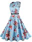 cheap Vintage Dresses-Women&#039;s Floral Daily Vintage Sheath / Swing Dress - Floral Vintage Style Summer Cotton Blue