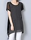 cheap Plus Size Tops-Women&#039;s Blouse Striped Round Neck Black Plus Size Daily Work Clothing Apparel Streetwear Sophisticated / Summer / Short Sleeve