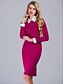 cheap Work Dresses-Women&#039;s Bodycon Long Sleeve Color Block Solid Colored Summer Peter Pan Collar Sophisticated Work Slim Black Fuchsia Royal Blue S M L XL XXL XXXL