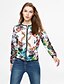 abordables Vestes Femme-Veste Fleurie Actif Automne Printemps Col Rond Court Sortie Manches Longues Manteau Veste Blanche