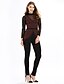 cheap Women&#039;s Jumpsuits &amp; Rompers-Women&#039;s Backless Solid Patchwork Hot Fix Rhinestone Mesh Backless JumpsuitsSexy / Casual Round Neck Long Sleeve