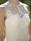 olcso Menyasszonyi ruhák-Esküvői ruhák Harang fazon Illusion nyak Ujjatlan Földig érő Csipke Menyasszonyi ruhák Val vel Gyöngydíszítés Rátétek 2023 nyár Esküvő, női ruházat