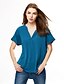 baratos Blusas e Camisas de mulher-Feminino Blusa Informal / Casual Sensual / Simples Outono,Sólido Verde Poliéster / Elastano Decote V Manga Curta Fina