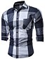 abordables camisas casuales de los hombres-Hombre Camisa Ajedrez Cuello Italiano Gris Rojo Manga Larga Diario Estampado Delgado Tops Ropa de calle Tejido Oriental