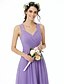 cheap Bridesmaid Dresses-Sheath / Column Straps Floor Length Chiffon Bridesmaid Dress with Lace / Sash / Ribbon / Criss Cross