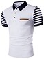cheap Classic Polo-Men&#039;s Golf Shirt Tennis Shirt Striped Plus Size Short Sleeve Daily Slim Tops Cotton Active Shirt Collar Gray White Navy Blue / Summer