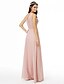 cheap Bridesmaid Dresses-A-Line Bridesmaid Dress V Neck Sleeveless Elegant Floor Length Chiffon with Criss Cross / Pleats 2022