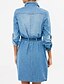 cheap Women&#039;s Dresses-Women&#039;s Daily Loose / Denim Dress - Color Block Shirt Collar Cotton Dark Blue Light Blue L XL XXL