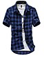 baratos camisas masculinas casuais-Homens Camisa Social Xadrez Colarinho Clássico Preto Azul Vermelho Azul Claro Manga Curta Diário Praia Blusas Temática Asiática