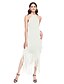 cheap Bridesmaid Dresses-Sheath / Column Bridesmaid Dress Jewel Neck Sleeveless Little Black Dress Asymmetrical Georgette with Ruffles 2022