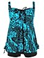 cheap Women&#039;s Swimwear-Women&#039;s Swimwear Tankini Swimsuit Print Floral Green Red Navy Blue Bandeau Strap Bathing Suits Vintage