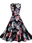 cheap Women&#039;s Dresses-Women&#039;s Floral Party / Going out Street chic Swing Dress Print Summer Cotton Black L XL XXL