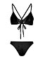 ieftine Bikini &amp; Costume Baie-Pentru femei Simplu Bikini Costum de baie Cu Șiret Mată Cu Bretele Costume de Baie Costume de baie Alb Negru