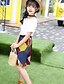 preiswerte Sets-Mädchen 3D Feste Farbe Patchwork Modisch Kleidungsset Kurze Ärmel Sommer