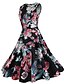 cheap Women&#039;s Dresses-Women&#039;s Floral Party / Going out Street chic Swing Dress Print Summer Cotton Black L XL XXL
