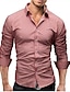 billige Kjoleskjorter for menn-Herre Skjorte Pledd / Tern Ensfarget Skjortekrage Svart Blå Rød Langermet Virksomhet Daglig Tynn Topper Aktiv Gatemote