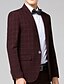 cheap Men&#039;s Trench Coat-Men&#039;s Plus Size Blazer, Plaid V Neck Long Sleeve Wine / Blue / Gray M / L / XL