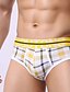 cheap Men&#039;s Briefs Underwear-Men&#039;s Print Plaid Briefs Underwear Super Sexy 1 PC Blue M