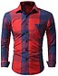 cheap Men&#039;s Shirts-Men&#039;s Vintage / Casual / Street chic Cotton Shirt - Color Block / Check Classic Collar / Long Sleeve