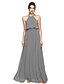cheap Bridesmaid Dresses-A-Line Halter Neck Floor Length Chiffon Bridesmaid Dress with Bow(s) / Sash / Ribbon / Open Back